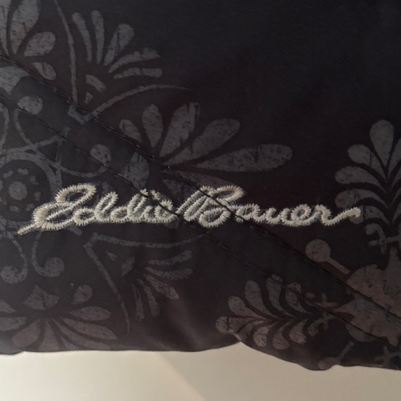 Eddie Bauer Women's Charcoal Floral Premium Goose Down Puffer Vest - Picture 3 of 5